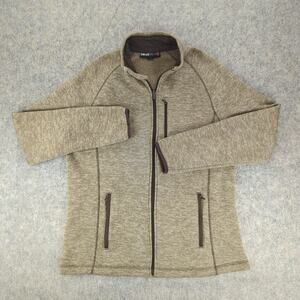 SwissTech Jacket Mens Medium Brown Full Zip Fleece Lined Outdoor Layer Pockets